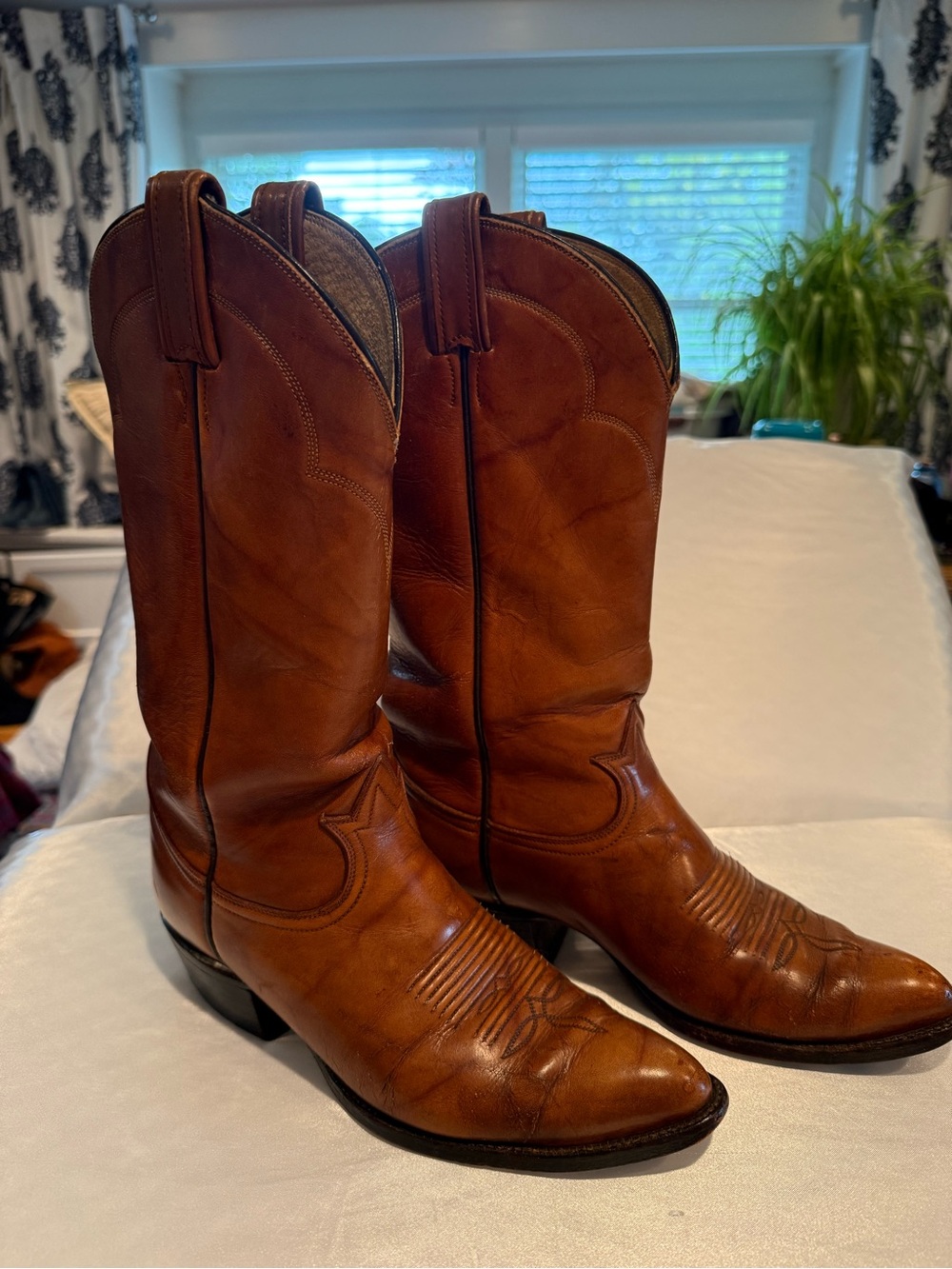 Tony Lama Tan Leather Western Cowboy Boots